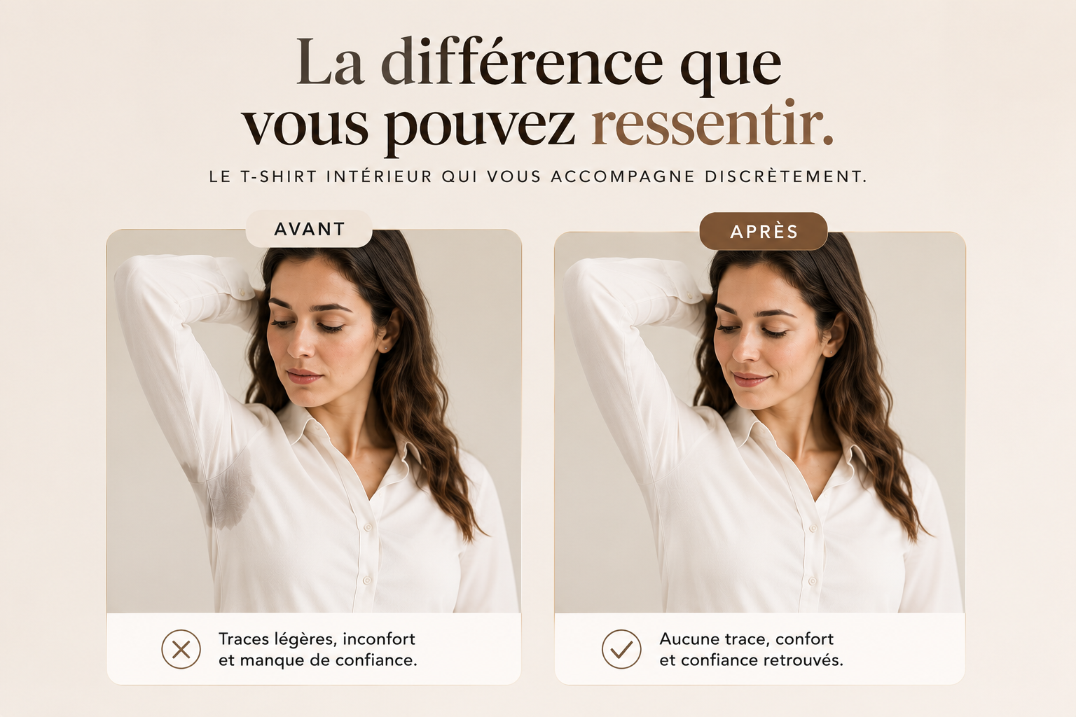 Respivo™ | T-shirt anti-transpiration invisible pour femme
